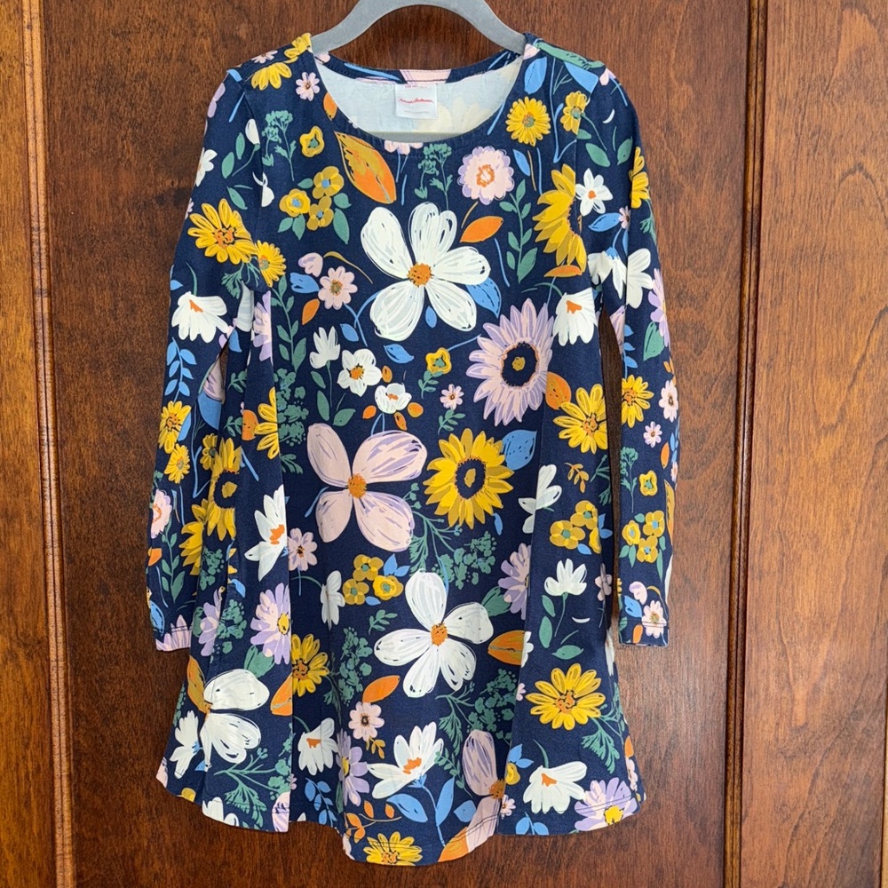 Hanna Andersson Floral Kids Dress - Blue and Yellow